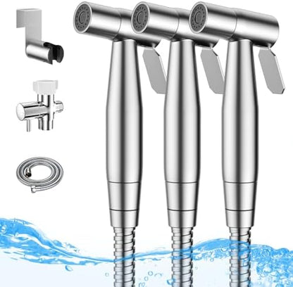 Arofa Handheld Bidet Sprayer, Bidet Attachment for Toilet, Brushed Nickel | Adjustabel Water Flow, Leak-Free Hose, 7/8" T-valve, Fits Two-Piece Toilet, Feminine/Baby Wash, Easy Install, Stainless Steel|B086W1YZSH