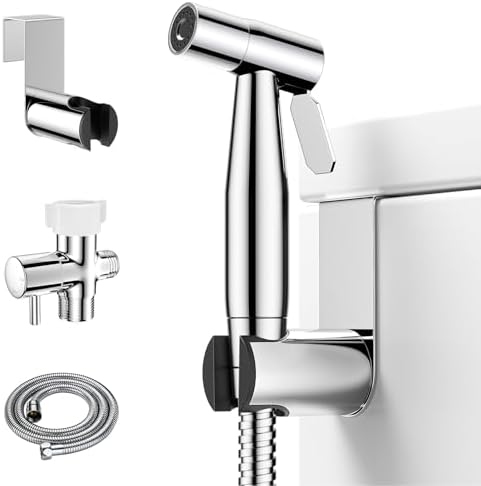 Arofa Handheld Bidet Sprayer, Bidet Attachment for Toilet, Brushed Nickel | Adjustabel Water Flow, Leak-Free Hose, 7/8" T-valve, Fits Two-Piece Toilet, Feminine/Baby Wash, Easy Install, Stainless Steel|B086W1YZSH