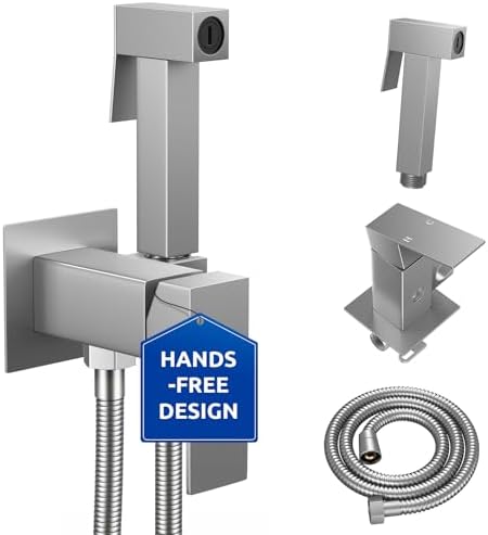 Arofa Handheld Bidet Sprayer, Bidet Attachment for Toilet, Brushed Nickel | Adjustabel Water Flow, Leak-Free Hose, 7/8" T-valve, Fits Two-Piece Toilet, Feminine/Baby Wash, Easy Install, Stainless Steel|B086W1YZSH