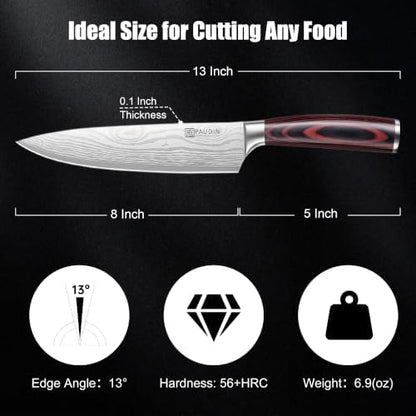 PAUDIN Chef Knife, 8 Inch High Carbon Stainless Steel Sharp Kitchen Knife with Ergonomic Handle, Gift Box for Family & Restaurant|B07BK4YVB3