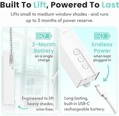 Aura Roller Smart Shade Driver, Remote Control & WiFi Dongle | Automate Existing Blinds | Beaded Window Shade Compatible Up to 4x5ft | Rechargeable Battery | Set Schedules | Hands Free Voice Control|B0FRZH12K5
