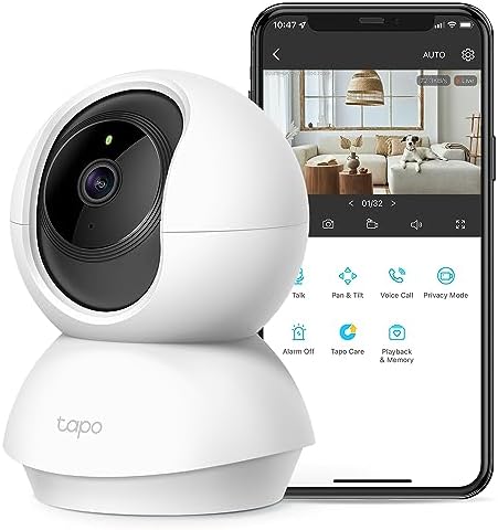Tapo 2K Pan/Tilt Security Camera for Baby Monitor, Dog Camera w/Motion Detection, 2-Way Audio Siren, Night Vision, Cloud&SD Card Storage, Works w/Alexa & Google Assistant, 2-Pack (Tapo C210P2)|B09Y8C185M