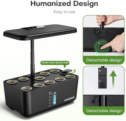 Ahopegarden Indoor Garden Hydroponics Growing System: 10 Pods Plant Germination Kit Herb Vegetable Growth Lamp Countertop with LED Grow Light - Hydrophonic Planter Grower Harvest Lettuce|B0B6BB4TVC