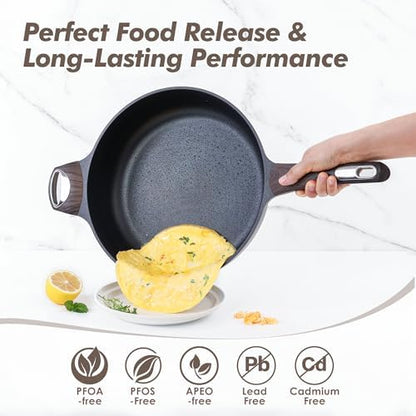 SENSARTE Nonstick Frying Pan Skillet with Lid, 12 Inch Large Deep Frying Pan, 5 Qt Non Stick Saute Pan with Cover, Induction Pan, Healthy Non Toxic Cooking Pan with Helper Handle, PFOA PFOS Free|B09HWYBCXQ
