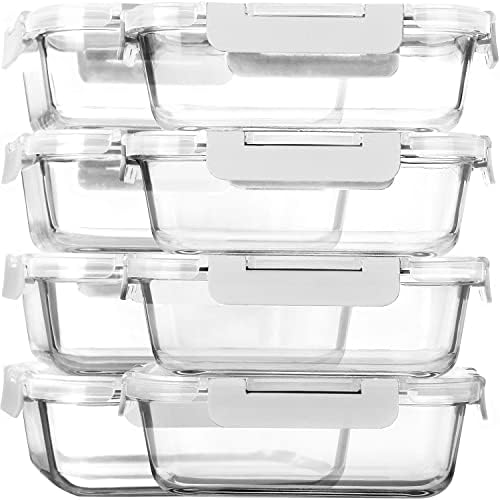 M MCIRCO [8-Pack,30 oz] Glass Meal Prep Containers,Glass Food Storage Containers,Airtight lunch Containers with Lids, Microwave, Oven, Freezer and Dishwasher|B07Q498XSZ