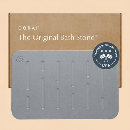 Dorai Home Stone Bath Mat - Premium Diatomaceous Earth Bath Floor Mats with Non-Slip Base, Fast-Drying Modern Shower Mat for Bathroom | Rain Ash - 23.6"x15.4"|B0GHY48T7V