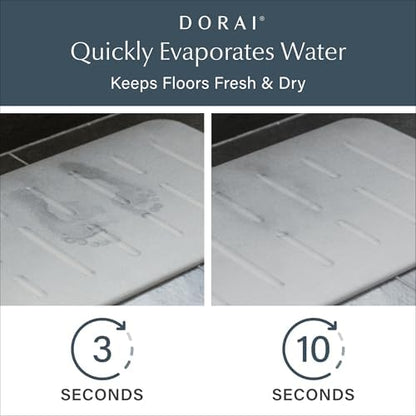Dorai Home Stone Bath Mat - Premium Diatomaceous Earth Bath Floor Mats with Non-Slip Base, Fast-Drying Modern Shower Mat for Bathroom | Rain Ash - 23.6"x15.4"|B0GHY48T7V