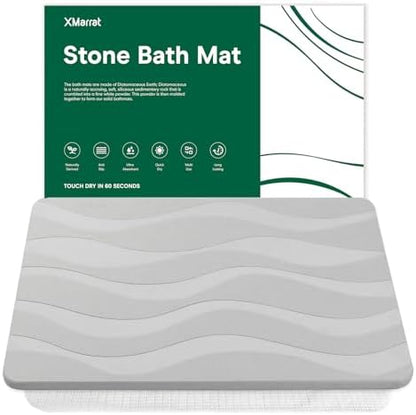 XMarrat Extra Large Stone Bath Mat, Diatomaceous Earth Mat, 31.5"x19.7" | Super Absorbent, Modern Quick Drying Diatomite Bathmats, Non-Slip Base, Easy Clean for Shower Floor & Bathroom (Dark Gray)|B0D1FYVVDD