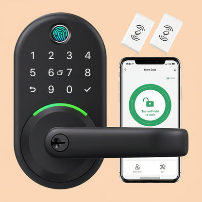 Smart Door Handle Lock with Keypad: Yamiry Fingerprint Smart Knob - Keyless Entry Digital Lock for Front Door - Deadbolt with APP - Generate Passcode Remotely - DIY Installation|B0C66NCTXX
