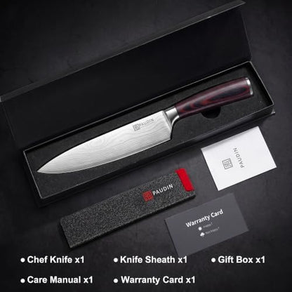 PAUDIN Chef Knife, 8 Inch High Carbon Stainless Steel Sharp Kitchen Knife with Ergonomic Handle, Gift Box for Family & Restaurant|B07BK4YVB3