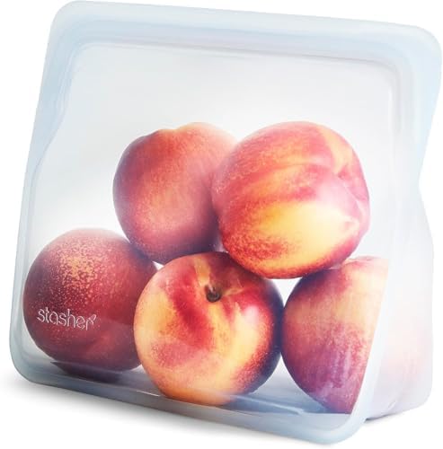 Stasher Premium Reusable Silicone Bag, Stand-Up Mega, Clear, 104 oz | Food-Safe Silicone, Reusable Freezer Bags, Microwave, Dishwasher, Pantry, Meal Prep, Food Storage Bag, Eco-Friendly|B08M3RBD2Y