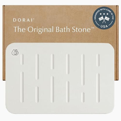 Dorai Home Stone Bath Mat - Premium Diatomaceous Earth Bath Floor Mats with Non-Slip Base, Fast-Drying Modern Shower Mat for Bathroom | Rain Ash - 23.6"x15.4"|B0GHY48T7V