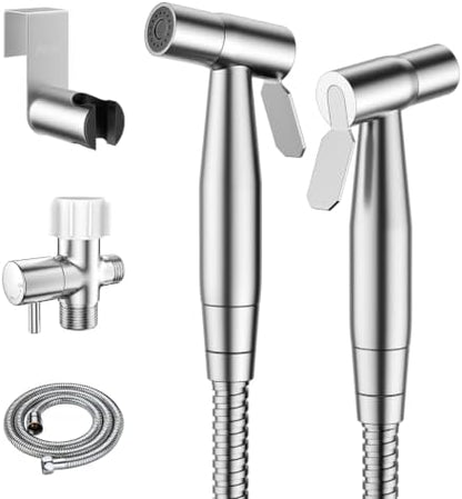 Arofa Handheld Bidet Sprayer, Bidet Attachment for Toilet, Brushed Nickel | Adjustabel Water Flow, Leak-Free Hose, 7/8" T-valve, Fits Two-Piece Toilet, Feminine/Baby Wash, Easy Install, Stainless Steel|B086W1YZSH