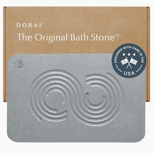 Dorai Home Stone Bath Mat - Premium Diatomaceous Earth Bath Floor Mats with Non-Slip Base, Fast-Drying Modern Shower Mat for Bathroom | Rain Ash - 23.6"x15.4"|B0GHY48T7V