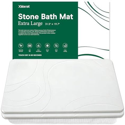 XMarrat Extra Large Stone Bath Mat, Diatomaceous Earth Mat, 31.5"x19.7" | Super Absorbent, Modern Quick Drying Diatomite Bathmats, Non-Slip Base, Easy Clean for Shower Floor & Bathroom (Dark Gray)|B0D1FYVVDD