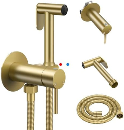 Arofa Handheld Bidet Sprayer, Bidet Attachment for Toilet, Brushed Nickel | Adjustabel Water Flow, Leak-Free Hose, 7/8" T-valve, Fits Two-Piece Toilet, Feminine/Baby Wash, Easy Install, Stainless Steel|B086W1YZSH