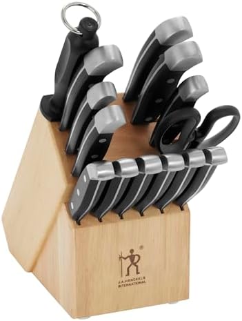 Henckels Statement 15-Pc Knife Block Set, Razor-Sharp, German Engineered | Informed by 100+ Years of Mastery. Dishwasher safe, Comfortable Grip Ideal for Everyday Cooking. High Quality Stainless Steel|B00GHX5HGG