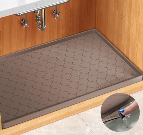Winisok Waterproof Under Sink Mat 34" x 22", Silicone Mat, Dark Gray | Raised Edge Traps Spills & Leaks, Shelf Liner, Cabinet Protector, for Kitchen, Bathroom, Boots, Pets, Home Essentials|B0CSPKSCP2