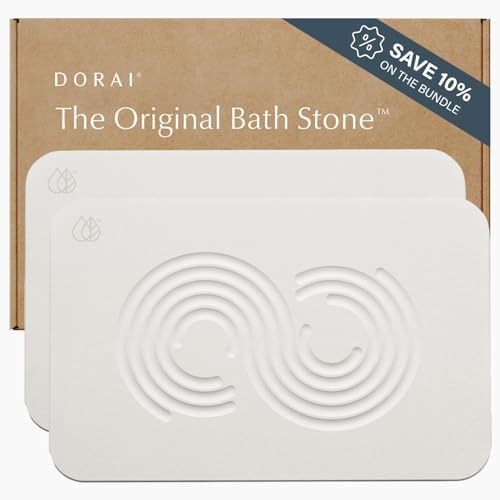 Dorai Home Stone Bath Mat - Premium Diatomaceous Earth Bath Floor Mats with Non-Slip Base, Fast-Drying Modern Shower Mat for Bathroom | Rain Ash - 23.6"x15.4"|B0GHY48T7V