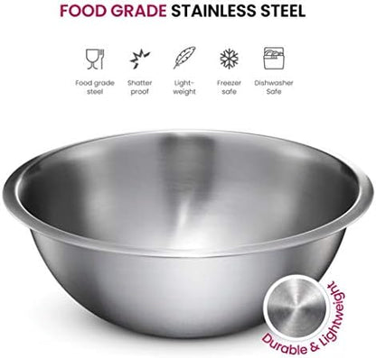 FineDine Stainless Steel Mixing Bowls Set, Dishwasher Safe, 6 Piece Metal Mixing Bowls For Kitchen, Nesting, Large, Small, Big Food Prep, Cooking, Baking|B01HTYH8YA