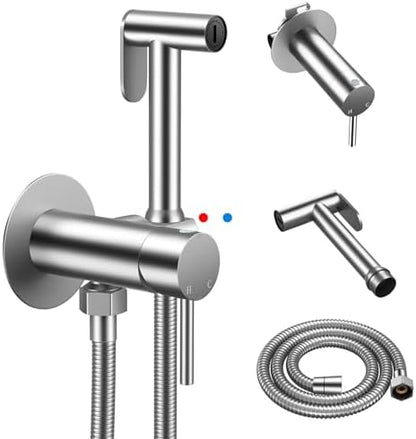Arofa Handheld Bidet Sprayer, Bidet Attachment for Toilet, Brushed Nickel | Adjustabel Water Flow, Leak-Free Hose, 7/8" T-valve, Fits Two-Piece Toilet, Feminine/Baby Wash, Easy Install, Stainless Steel|B086W1YZSH
