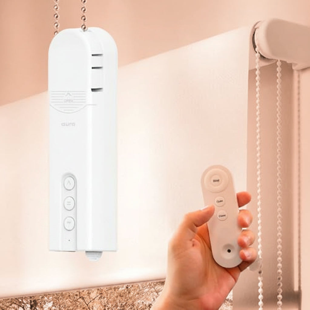 Aura Roller Smart Shade Driver, Remote Control & WiFi Dongle | Automate Existing Blinds | Beaded Window Shade Compatible Up to 4x5ft | Rechargeable Battery | Set Schedules | Hands Free Voice Control|B0FRZH12K5