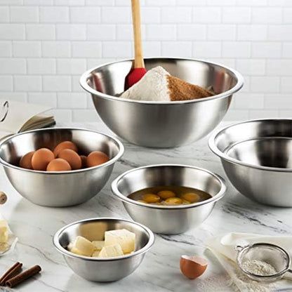 FineDine Stainless Steel Mixing Bowls Set, Dishwasher Safe, 6 Piece Metal Mixing Bowls For Kitchen, Nesting, Large, Small, Big Food Prep, Cooking, Baking|B01HTYH8YA