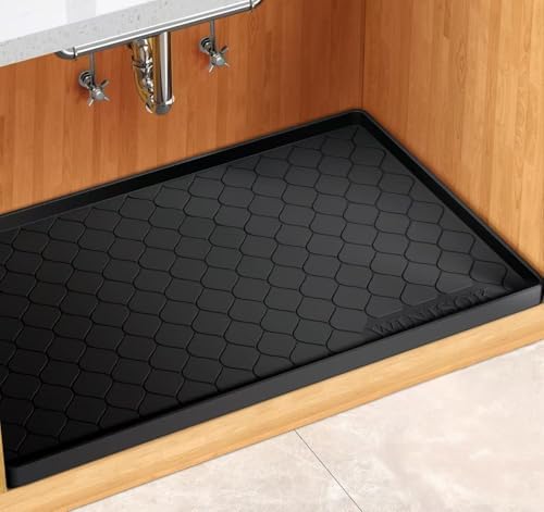 Winisok Waterproof Under Sink Mat 34" x 22", Silicone Mat, Dark Gray | Raised Edge Traps Spills & Leaks, Shelf Liner, Cabinet Protector, for Kitchen, Bathroom, Boots, Pets, Home Essentials|B0CSPKSCP2