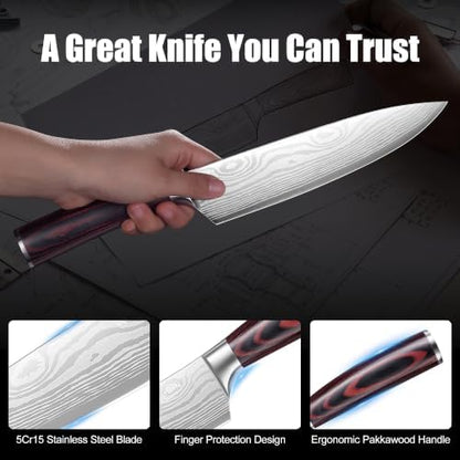 PAUDIN Chef Knife, 8 Inch High Carbon Stainless Steel Sharp Kitchen Knife with Ergonomic Handle, Gift Box for Family & Restaurant|B07BK4YVB3