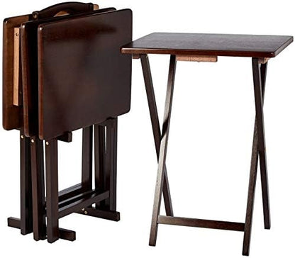 Amazon Basics Portable Foldable TV Tray Table with Storage Rack, Space-Saving Design, 15" x 19" x 26", Black, 4-Pack|B07MDJNF6R