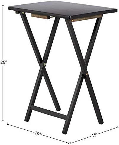 Amazon Basics Portable Foldable TV Tray Table with Storage Rack, Space-Saving Design, 15" x 19" x 26", Black, 4-Pack|B07MDJNF6R
