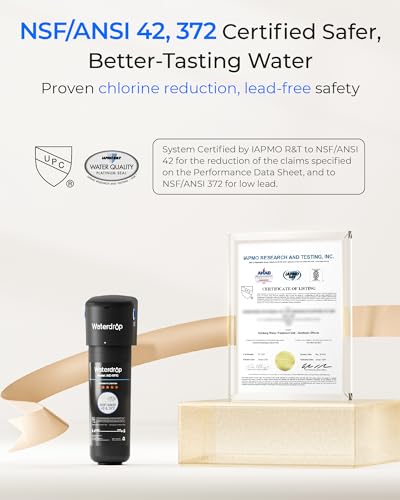 Waterdrop 10UA Under Sink Water Filter System, NSF/ANSI 42 Certified 1 Year | Reduces PFAS, PFOA/PFOS, Lead, Chlorine, Bad Taste & Odor, Under Counter Water Filter Connects Directly to Your Faucet|B083NPW1DN