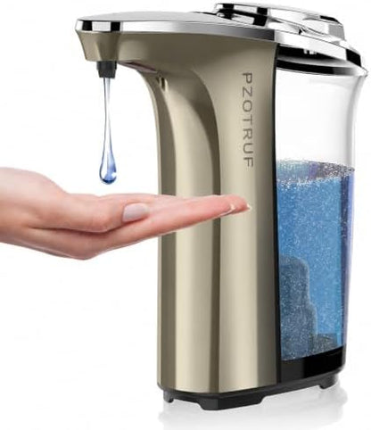 PZOTRUF Automatic Soap Dispenser, Touchless Dish Soap Dispenser 17oz/500ml with Infrared Sensor, 5 Adjustable Soap Dispensing Levels, Liquid Hand Dispenser for Bathroom Kitchen Sink (Silver)|B09NVGSSC2