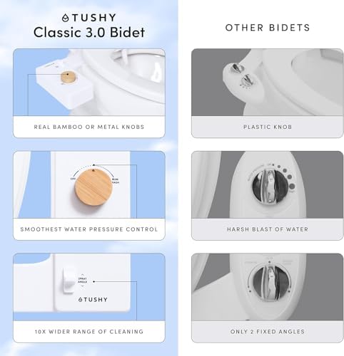 TUSHY Classic 3.0 Bidet Toilet Seat Attachment - a Non-Electric Self Cleaning Water Sprayer with Adjustable Water Pressure Nozzle, Angle Control & Easy Home Installation (Brushed Nickel)|B08VS11Z1N