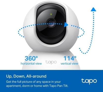 Tapo 2K Pan/Tilt Security Camera for Baby Monitor, Dog Camera w/Motion Detection, 2-Way Audio Siren, Night Vision, Cloud&SD Card Storage, Works w/Alexa & Google Assistant, 2-Pack (Tapo C210P2)|B09Y8C185M