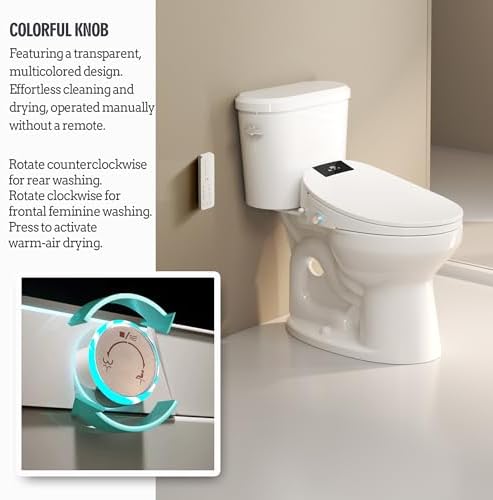 WLJBIDET Toilet Seat Bidet with Warm Water and Drying, O80KL - Elongated | Remote Control, Multiple Cleaning Modes, Adjustable Temperature, Soft Close Lid, LED Display, Nightlight|B0D5M7D9SV