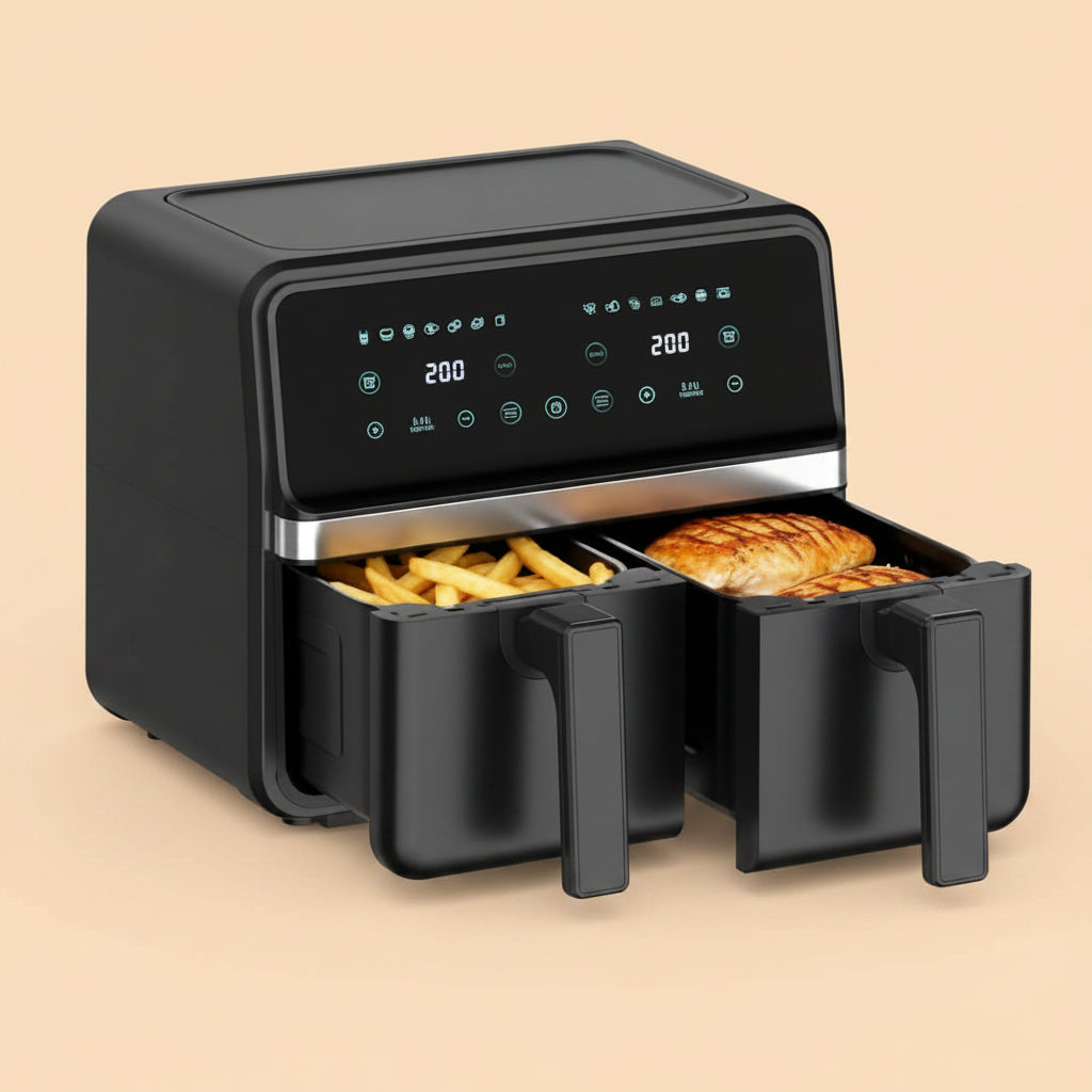 4QT+4QT Dual Basket Air Fryer - Digital Touchscreen, Smart Sync Finish,Auto Shutoff, 2 Independent Nonstick Dishwasher-Safe Frying Baskets - 8 Quart Digital Double Air Fryer|B0GYNSKCBW