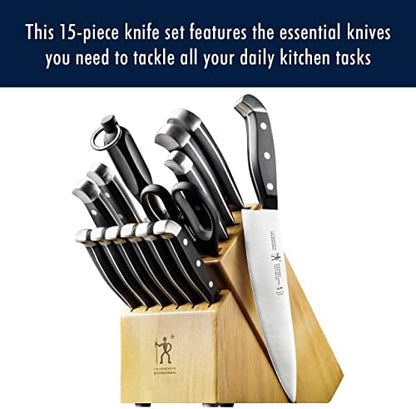 Henckels Statement 15-Pc Knife Block Set, Razor-Sharp, German Engineered | Informed by 100+ Years of Mastery. Dishwasher safe, Comfortable Grip Ideal for Everyday Cooking. High Quality Stainless Steel|B00GHX5HGG