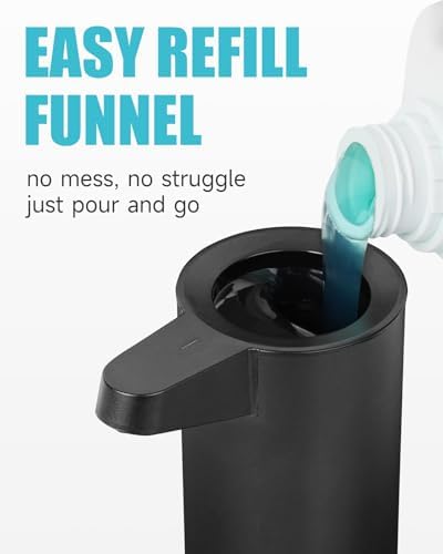 AIKE SensePro Automatic Soap Dispenser 12.8oz Spot Resist Matte Black | Type-C Charge with Months Long Standby Time, Adjustable 5 Levels Precise Dispense for Home Dish Soap and Hand Soap|B0DZNDTHYD