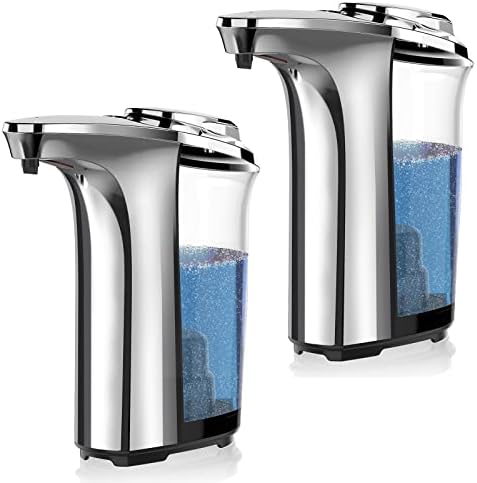 PZOTRUF Automatic Soap Dispenser, Touchless Dish Soap Dispenser 17oz/500ml with Infrared Sensor, 5 Adjustable Soap Dispensing Levels, Liquid Hand Dispenser for Bathroom Kitchen Sink (Silver)|B09NVGSSC2