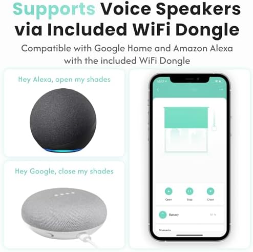Aura Roller Smart Shade Driver, Remote Control & WiFi Dongle | Automate Existing Blinds | Beaded Window Shade Compatible Up to 4x5ft | Rechargeable Battery | Set Schedules | Hands Free Voice Control|B0FRZH12K5