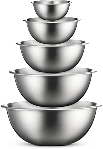 FineDine Stainless Steel Mixing Bowls Set, Dishwasher Safe, 6 Piece Metal Mixing Bowls For Kitchen, Nesting, Large, Small, Big Food Prep, Cooking, Baking|B01HTYH8YA