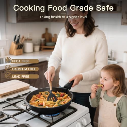 Astercook 21 Pcs Pots and Pans Set Non Stick, Ceramic Cookware Set Detachable Handle, RV Kitchen Cooking Set Removable Handles, Oven Safe, Induction Ready, Stackable, Black, Fathers Day Gift for Men|B0F2937DQQ