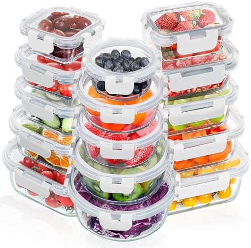 VERONES 12 Packs Glass Food Storage Containers Set, Airtight Glass Lunch Containers, Glass Meal Prep Containers with Lids,Exclusive of BPA, for Microwave, Oven, Freezer & Dishwasher Friendly,Grey|B0BZS66X6R