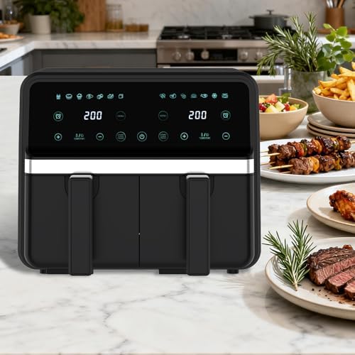 4QT+4QT Dual Basket Air Fryer - Digital Touchscreen, Smart Sync Finish,Auto Shutoff, 2 Independent Nonstick Dishwasher-Safe Frying Baskets - 8 Quart Digital Double Air Fryer|B0GYNSKCBW