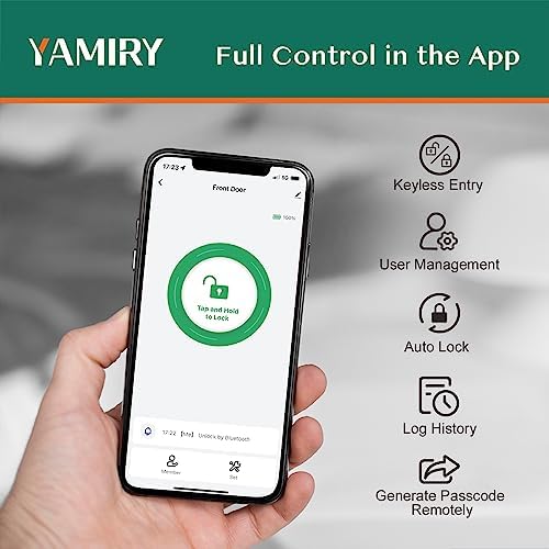 Smart Door Handle Lock with Keypad: Yamiry Fingerprint Smart Knob - Keyless Entry Digital Lock for Front Door - Deadbolt with APP - Generate Passcode Remotely - DIY Installation|B0C66NCTXX