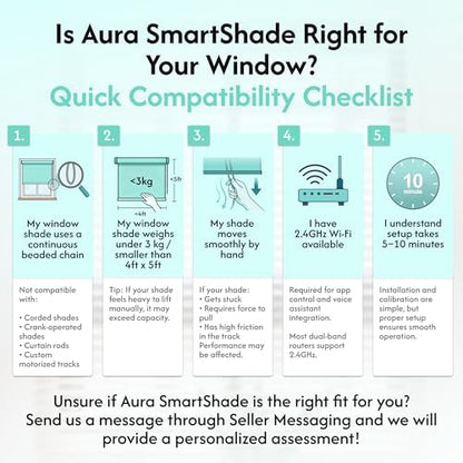 Aura Roller Smart Shade Driver, Remote Control & WiFi Dongle | Automate Existing Blinds | Beaded Window Shade Compatible Up to 4x5ft | Rechargeable Battery | Set Schedules | Hands Free Voice Control|B0FRZH12K5