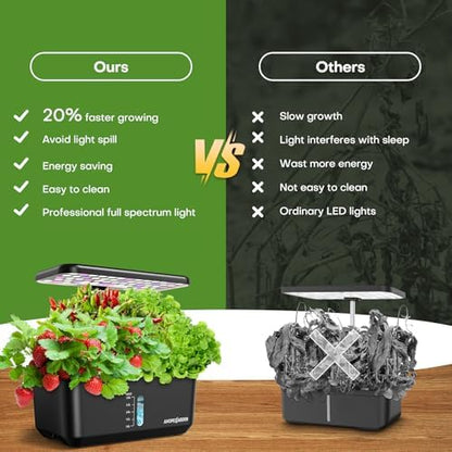 Ahopegarden Indoor Garden Hydroponics Growing System: 10 Pods Plant Germination Kit Herb Vegetable Growth Lamp Countertop with LED Grow Light - Hydrophonic Planter Grower Harvest Lettuce|B0B6BB4TVC