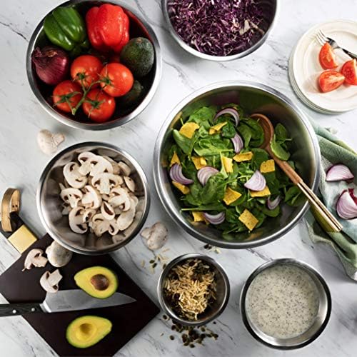 FineDine Stainless Steel Mixing Bowls Set, Dishwasher Safe, 6 Piece Metal Mixing Bowls For Kitchen, Nesting, Large, Small, Big Food Prep, Cooking, Baking|B01HTYH8YA