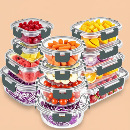 VERONES 12 Packs Glass Food Storage Containers Set, Airtight Glass Lunch Containers, Glass Meal Prep Containers with Lids,Exclusive of BPA, for Microwave, Oven, Freezer & Dishwasher Friendly,Grey|B0BZS66X6R